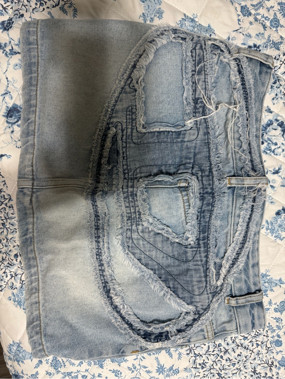Diesel Light Blue Distressed Denim Mini Skirt